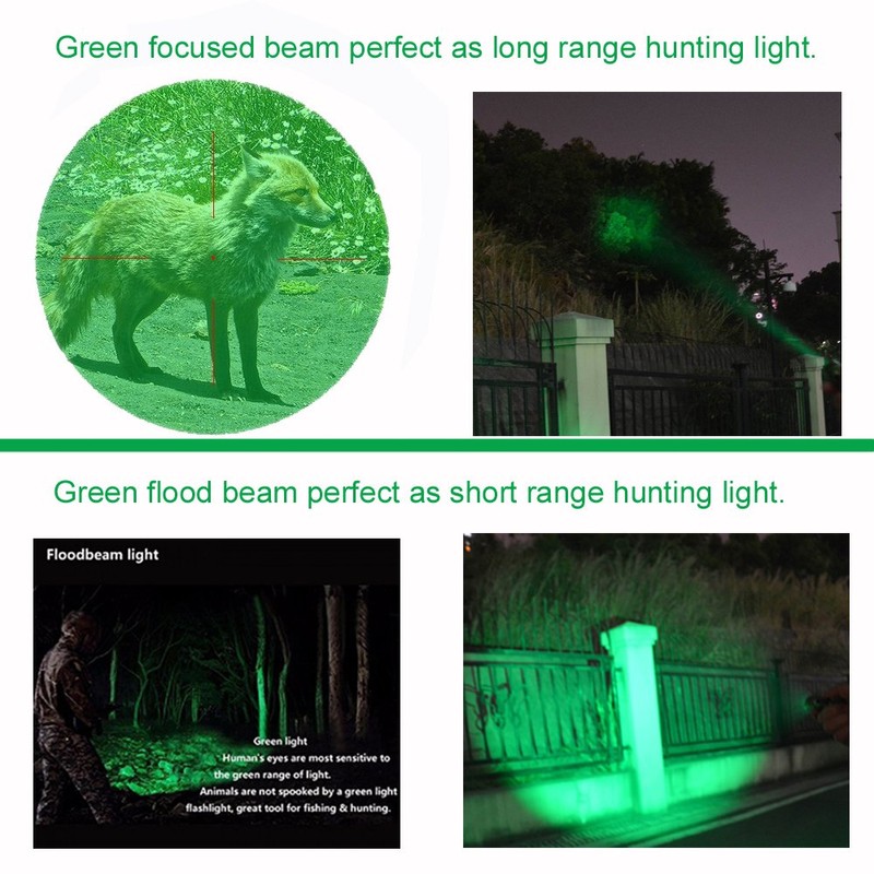 WAYLLSHINE Single Mode Green LED Flashlight, 150 Yard Long Range,