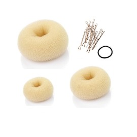 Beaute Galleria 3 Pieces Hair Donut Bun Maker Ring Style Mesh Chignon Ballet Sock Bun (Large, Medium, Small) (Beige/Blonde)
