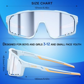 KAPVOE Kids Baseball Glasses Youth Polarized Sports Sunglasses Softball Cycling Running Shades Boys Girls Age 3-14 - K9033