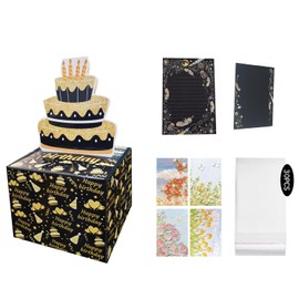 Happy Birthday Cash Box Cash Gift Surprise Money Gift Box Money Gift Box with 30 Transparent Pockets DIY Birthday Money Box Suitable for Giving to Friends and Family