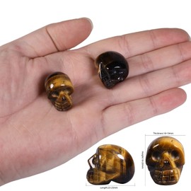 KYEYGWO 5 Pieces Mixed Stones Healing Crystal Skull Figure for Home Decoration, Mini Carved Stone Skull Statues Pocket Stones Skull Sculpture Gemstone Ornament 2.5 cm