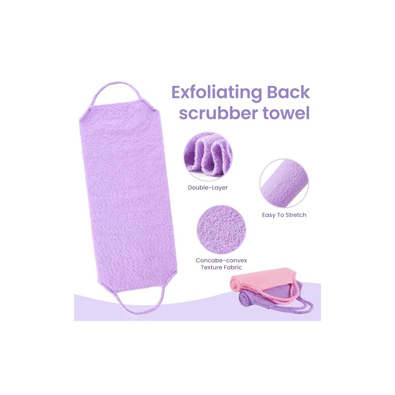 Toalla exfoliante de espalda de doble cara, 3 piezas, exfoliante