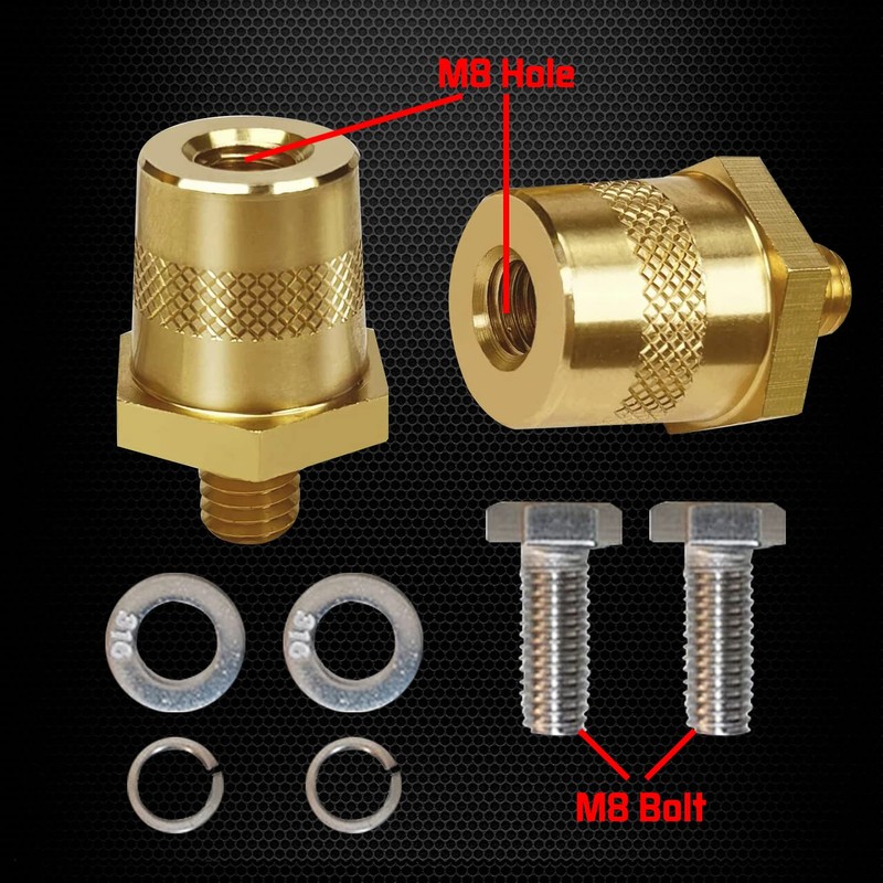 Ampper M8 Thread Male Brass Battery Terminal Charging Posts, M8
