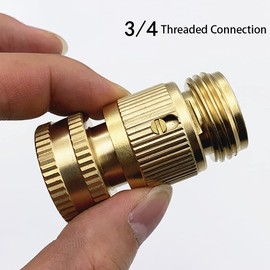 TOP-MAX Garden Hose Quick Connect Fittings, 3/4 Inch Garden Hose Quick Connect Fittings, Internal Thread & Male Thread Solid Brass Hose Connector Pack of 1