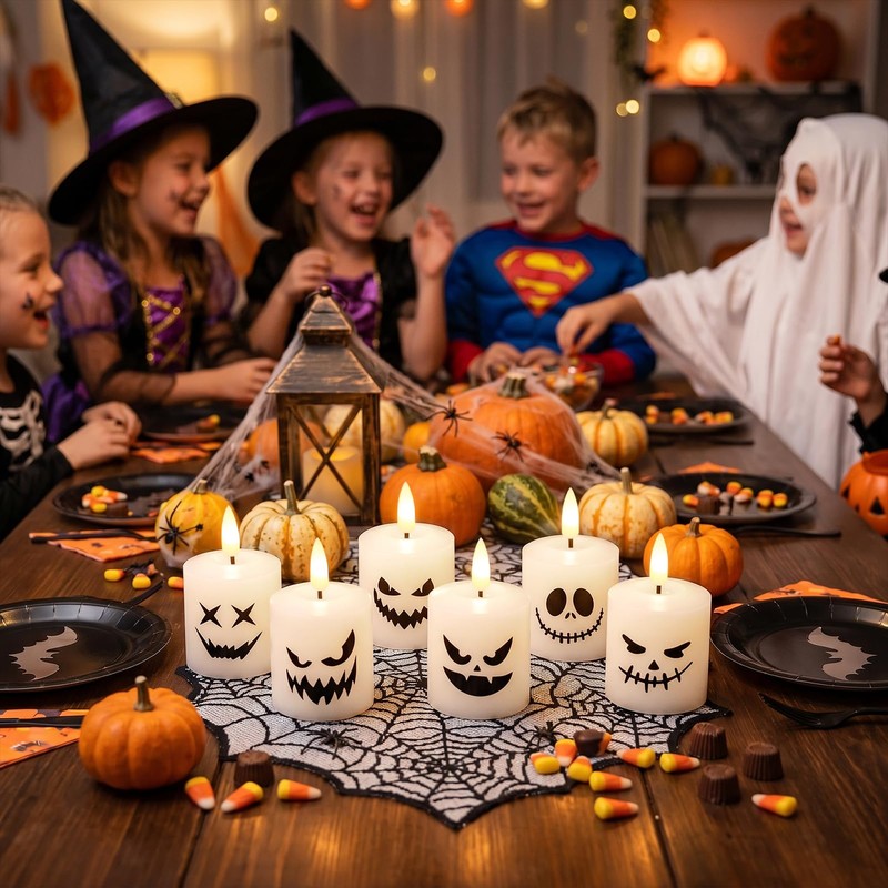 GenSwin Halloween Flameless Votive Candles with Remote Wax