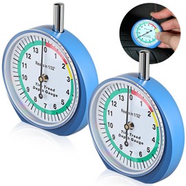Tallew 2 Pack Tire Tread Depth Gauge in 32nds Dial Type Tire Depth Gauge with Color Coded Easy Reading Bulk Tire Tread Gauge Professional Tool for Motorcycle Car Truck Bus, Blue and White