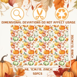 50 Sheets Fall Pumpkin Tissue Paper Autumn Gift Wrapping Paper for DIY Art Craft Thanksgiving Wedding Bridal Shower Harvest Packaging 13.7 x 19.6 Inch