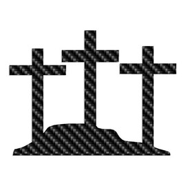 Three Cross Hill - Vinyl Decal Sticker - 7.75" x 5.75" - Carbon Fiber