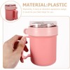 Taza de Desayuno Multiusos con Tapa y Cuchara, Rosa Plástico