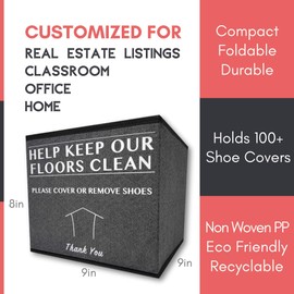 RE Goods Shoe Cover Box | Disposable Shoe Bootie Holder For Realtor Listings and Open Houses | Please Cover or Remove Shoes Bin | Shoe Bootie Box