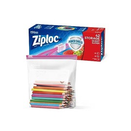 Ziploc Quart Food Storage Slider Bags, Power Shield Technology for More Durability, 42 Count
