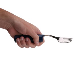 Sammons Preston 1616 Built-Up Handle 8 3/8" Fork, Steel Cylinder Grip Coated in Blue Plastic is 4" Long with 1" Diameter, Lightweight Adaptive Utensil Aids in Grasping, Independent Dining