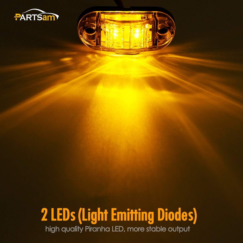Amber Red 2.5" 2 Diode Oval LED Trailer Truck Clearance