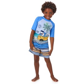 Saint Eve Toddler and Kids Swim Rash Guard UPF 50 Sun Protection 2-Piece Set for Boys and Girls - Shark, 2T