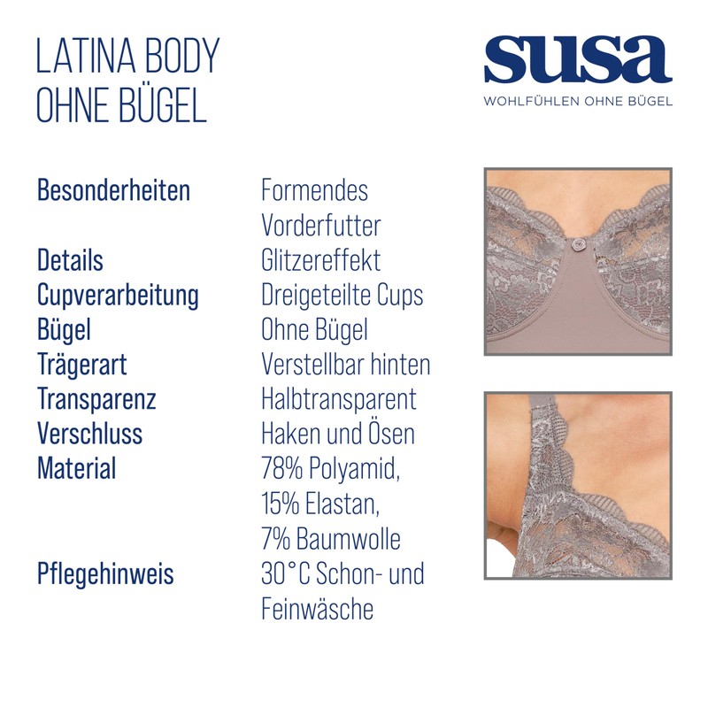 Susa Body Latina Women's Elastic Lace Body - 95D