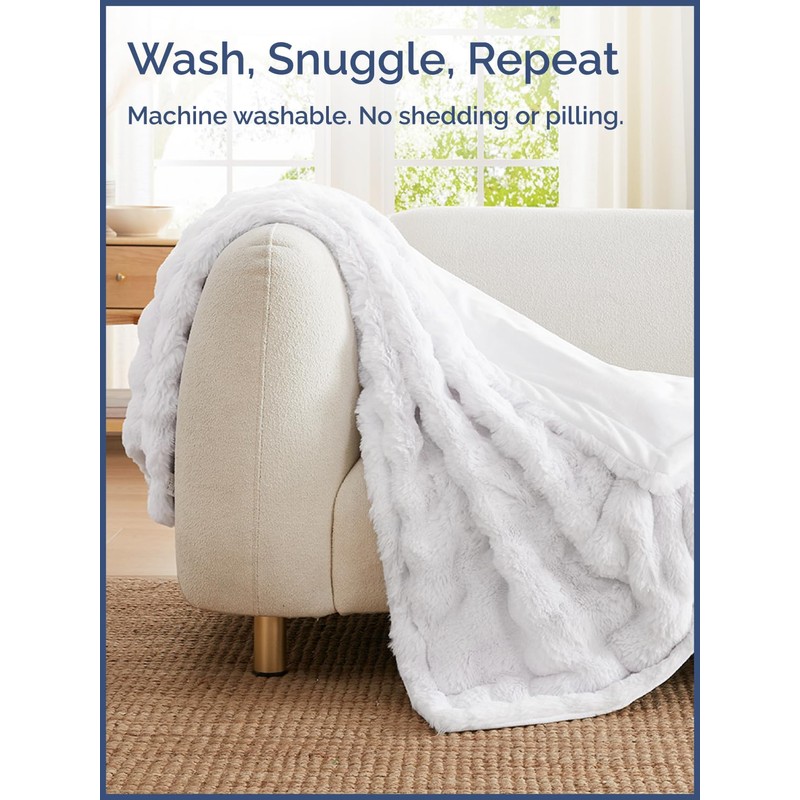 Fluffy Throw Blanket Twin Size - Faux Fur Throw for