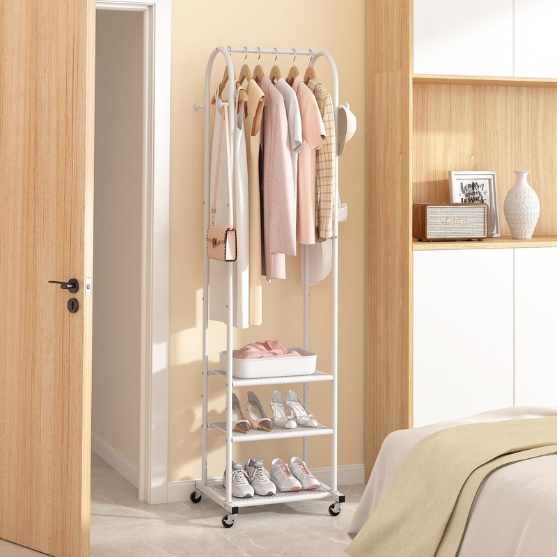 Heavy Duty Clothing Rack with Wheels,Modern Garment Rack with 3