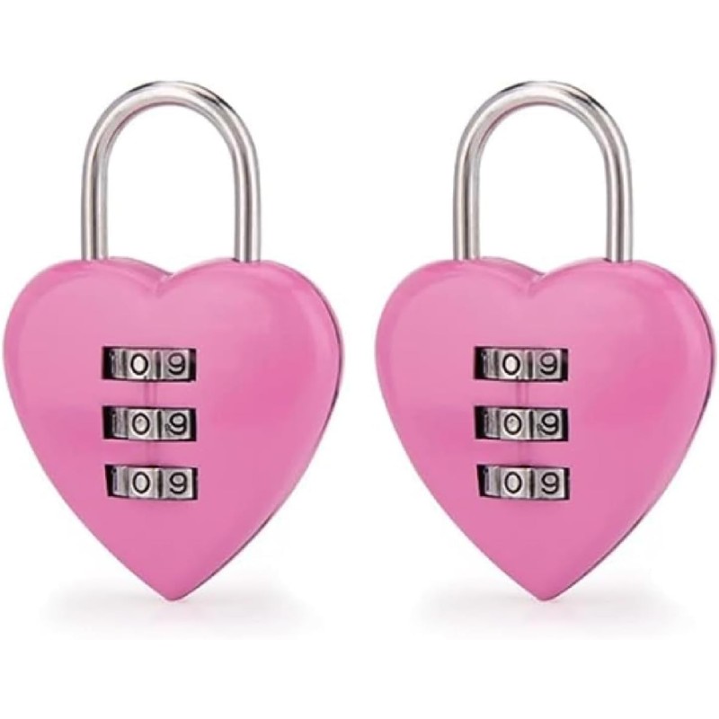 Pink 1Pc/Set Love Heart Shape Combination Padlock for Girls Women,