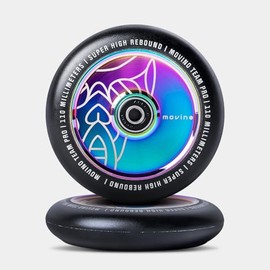 Movino Stunt Scooter Wheels Replacement Wheels Replacement Wheels Pack of 2 110 mm Aluminium Polyurethane Super High Rebound 100 kg Load Capacity Full Core Skull Rainbow