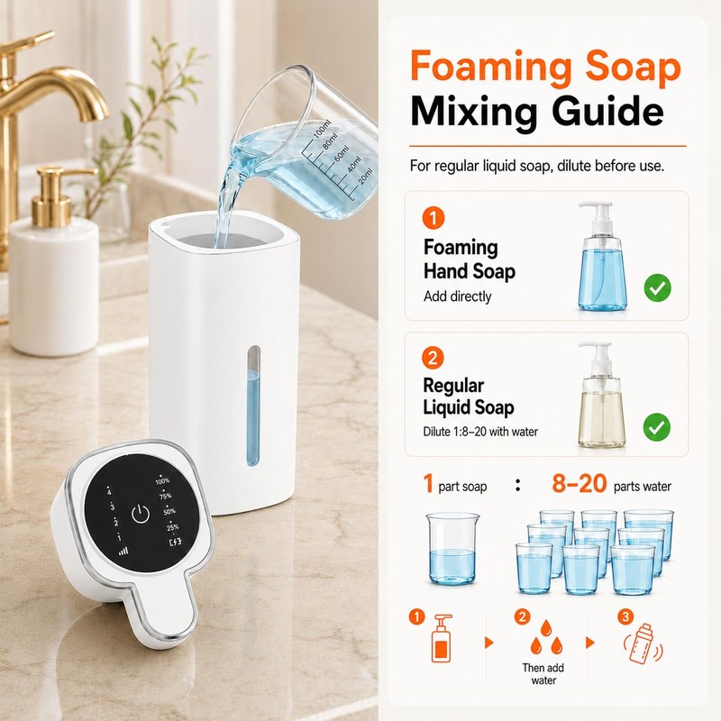 Automatic Foaming Soap Dispenser Touchless, USB Rechargeable