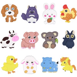 AUAUY 12 PCS Fridge Magnets for Kids, Cute Animal Refrigerator Magnets, Educational Toy for Toddlers, Ideal Decor for Kitchen, Home Locker, Office, Classroom(Rabbit Style)