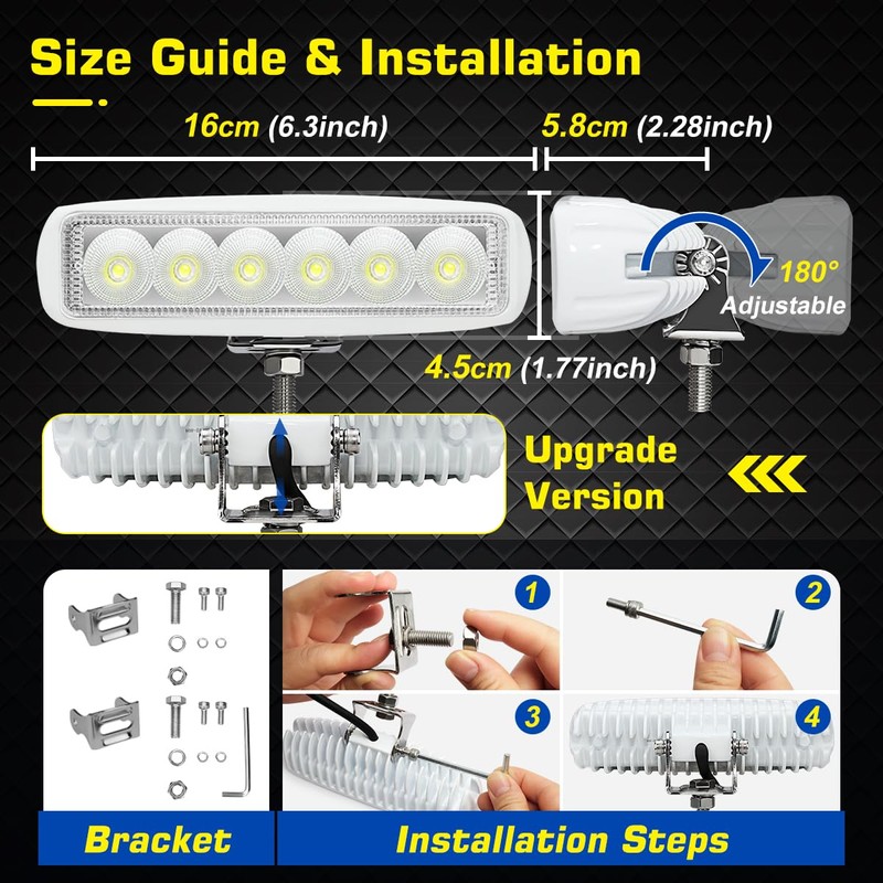 UCINNOVATE Marine LED Boat Light 2 Pack, 6 inch LED