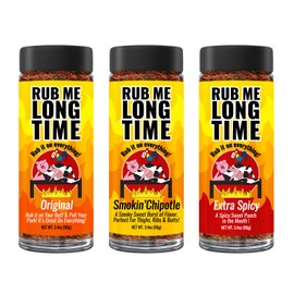 Rub ME LONG TIME (96g)| Sweet, Salty & Spicy BBQ Rub | Original, Smokin' Chipotle, Extra Spicy | Perfect for Chicken, Pork & Seafood