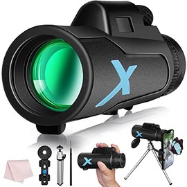 Wlrrcwdttc Monocular Telescope 12x50 for Adults High Powered with Smartphone Adapter & Tripod & BAK4 Prism, HD Monocular for Bird Watching/Hiking/Hunting/Camping/Stargazing - Gifts for Men Him Dad