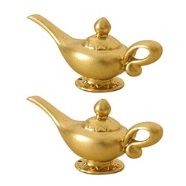 2Pcs Gold 1/12 Miniature Aladdin Genie Lamp Decoration Accessories, Genie Lamp, Dollhouse Decor, Dollhouse Accessories