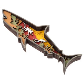 FUNOMOCYA Shark Craft Decoration Wooden Shark Desktop Ornaments Home Adornment Artistic Decor