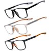 JixGien 3 Pack Reading Glasses Men Women TR90 Frame Sports