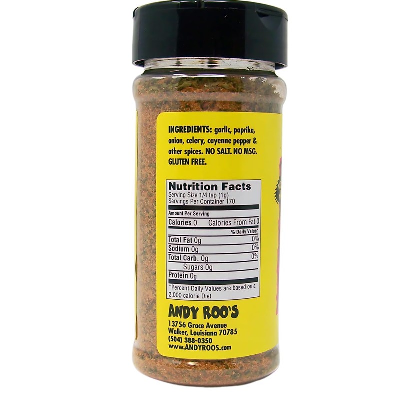 Andy Roo's Salt-Free Cajun Jambalaya Creole Seasoning, 4 Ounce Shaker