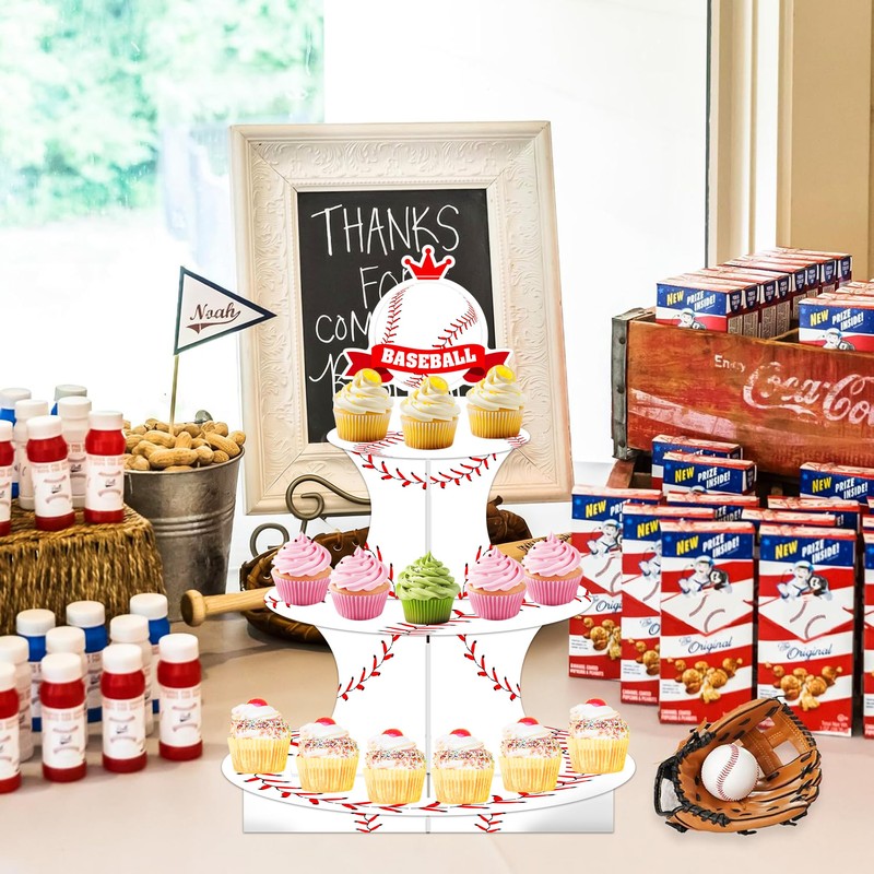 Baseball Birthday Decorations 3 Tier Baseball Theme Cupcake Stand Baseball