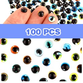 100 Pcs 6MM Glass Eyes for Crafts Realistic, Glass Cabochons Dragon Eyes, Half Round Fake Eyes for Clay Doll Making Sculptures Props Craft DIY Findings Jewelry Making