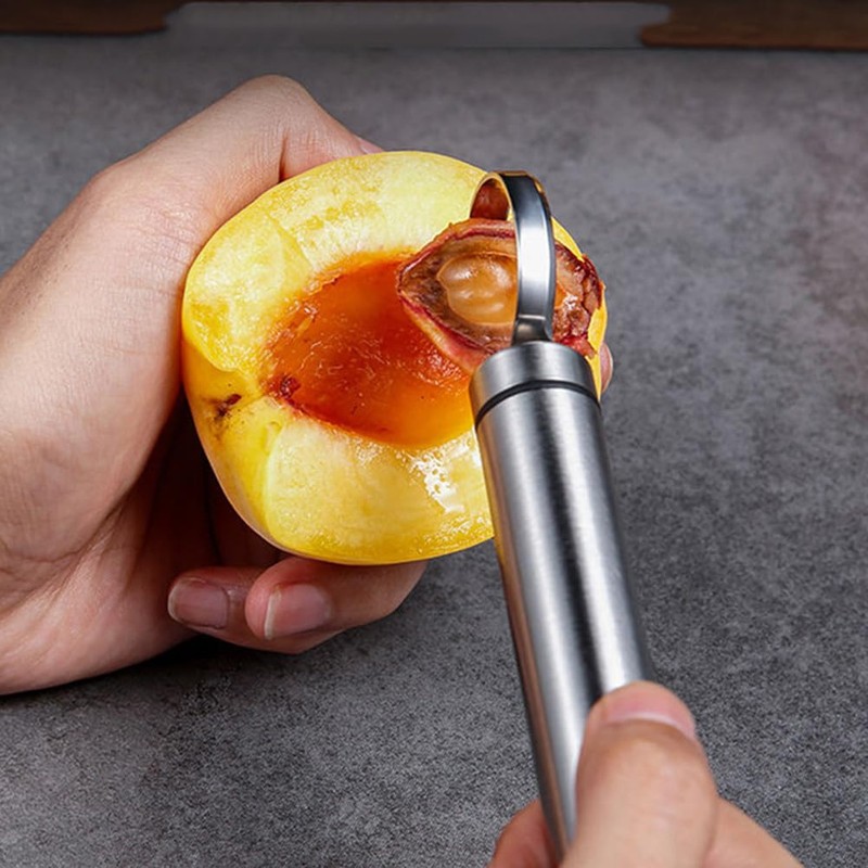 BESTonZON Peach Pitter 2pcs Stainless Steel Fruit Core Remover Fruit