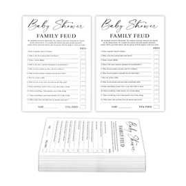 Tuiemie Minimalism Baby Shower Family Feud Game Cards, Fun Baby Shower Game for Boy & Girl, 30 Fill in Game Cards & 1 Answer Card, Family Game Night, Baby Feud Game Supplies（bbsc06）