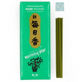 Nippon Kodo Morning Star Sage Japanese Incense - 200 Stick Box with Ceramic Holder