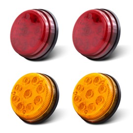 trailer marker lights Round for Car Truck Van Trailers Car Bus RED+Yellow 4PCS