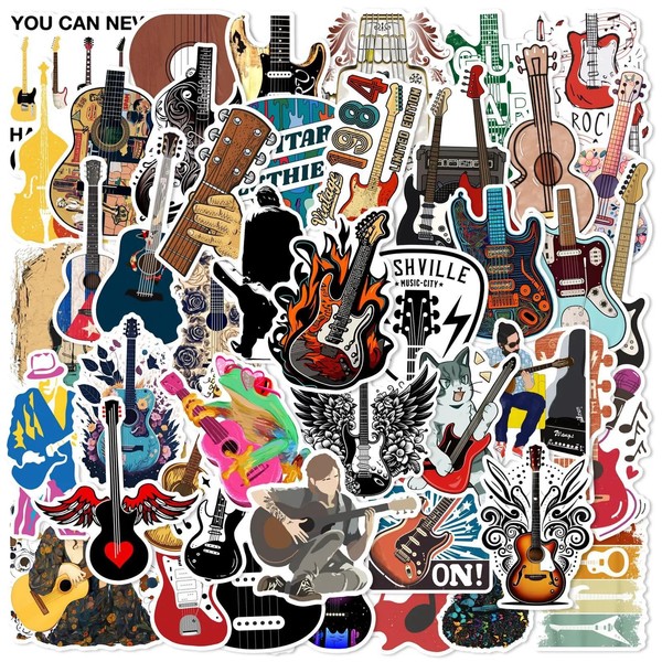50 Stück Gitarre Aufkleber Pack Guitar Sticker Set Wasserdichte Vinyl