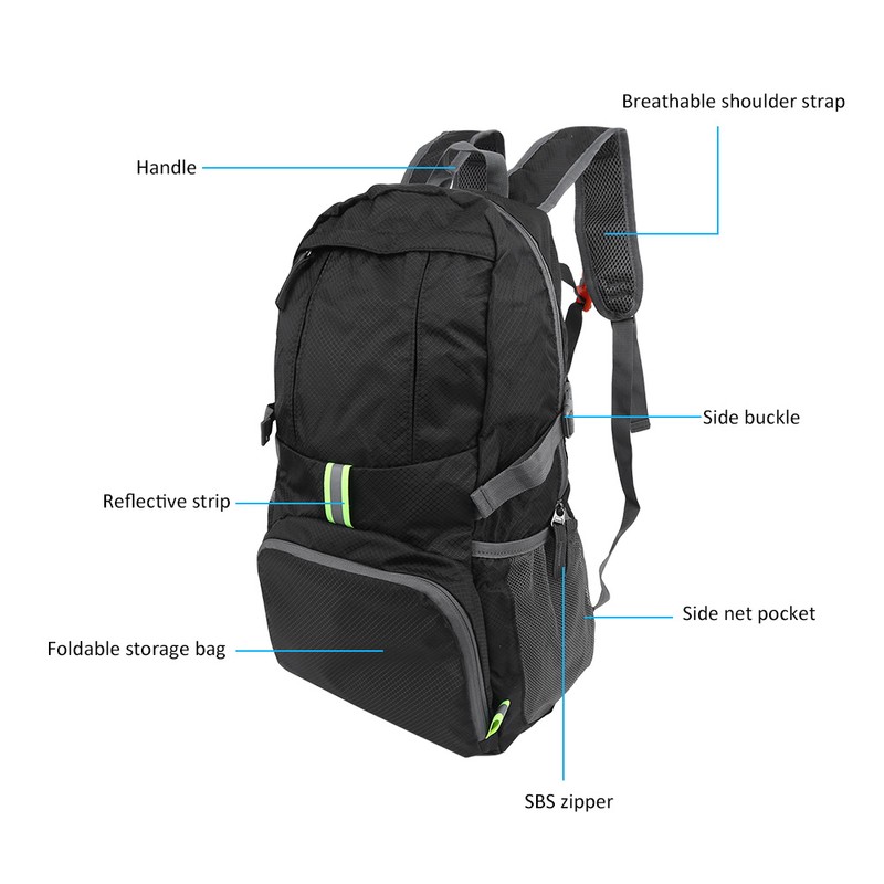 35L Waterproof Backpack Outdoor Lightweight Foldable Nylon Bag for Climbing