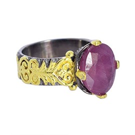 Ravishing Impressions Natürlicher Rubin, Boho-Designer, 925er-Sterlingsilber, Hochzeits-Brautschmuck, Schmuck für Mädchen, Gr. 56, Stein:, Rubin