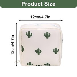 Cactus Travel Pouch for Sanitary Pads, Compact Zippered Organiser Ideal for Travel Bags, Small Make Up Bag, Feminine Essentials and Everyday Purse Storage