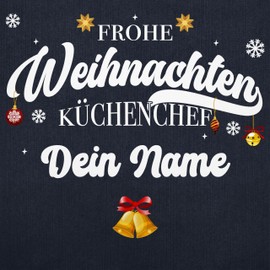Geschenk mit Namen personalisiert by Shirtracer - Apron - Christmas Apron Adult - Merry Christmas Chef Name I Gift Chefs I Hobby Chef, 6 jeans blue