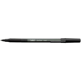 BIC (R) Soft Feel(R) Stick Pens, Medium Point, 1.0 mm, Black, Box of 12