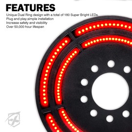 Xprite 14" Spare Tire Brake Light Compatible with 2018+ Jeep Wrangler JL/JLU, Plug & Play, 3rd LED Rear Wheel Lights Third Tail Lamp