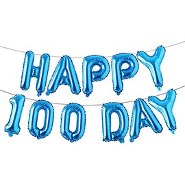 Alphabet Letters Foil Balloons Set Happy 100 Day banner Baby shower birthday Party Decoration Supplies (Blue)