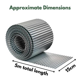 Garden Mile - 5M Metal Garden Border Edging - Heavy Duty Galvanised Steel Garden Edge - Rust Resistant Border Edging for Garden - Weather Resistant (15cm x 5m)