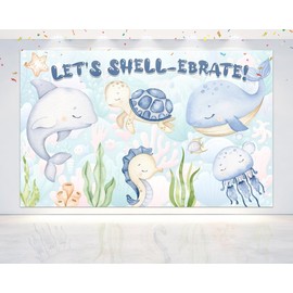 5x3 FT 'Let's Shell-ebrate' Under The Sea Birthday Backdrop - Oceanic Festive Party Decor