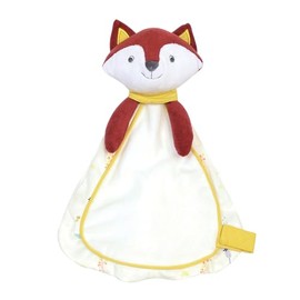 Trois Kilos Sept - Newborn Flat Comforter - Leonardo the Fox - Velour - White - Terracotta - Forest Motif