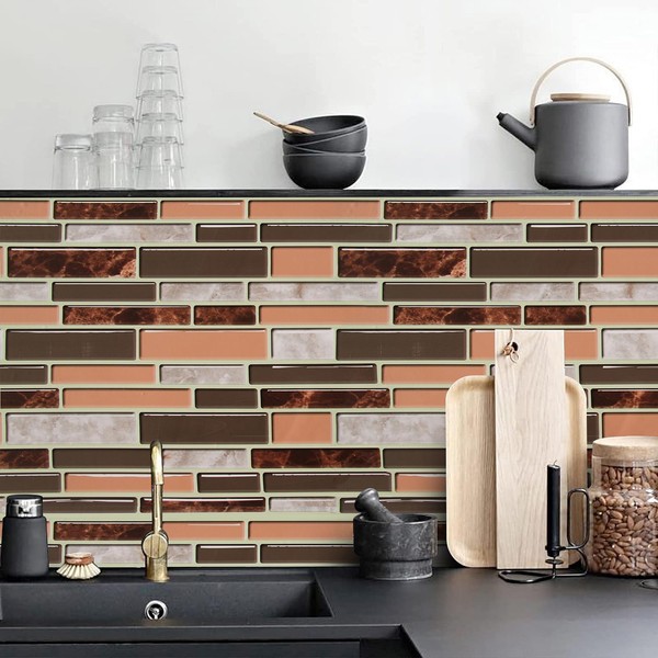 Livebor Brown and Gray Peel and Stick Backsplash Kitchen Wallpaper